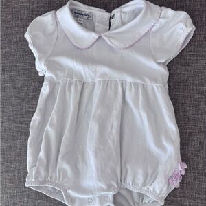 White Baby Romper with Pink Trim